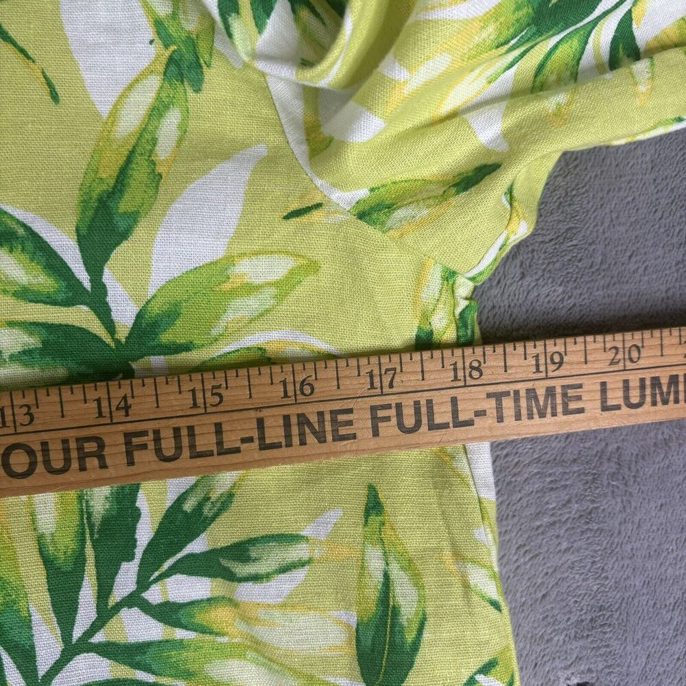 Anne Klein Linen Shirt Womens X-Small Green Tunic Palm 3/4 Sleeve Button New $89 - Picture 8 of 16